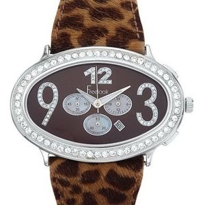 Freelook glam leopard print watch rhinestones